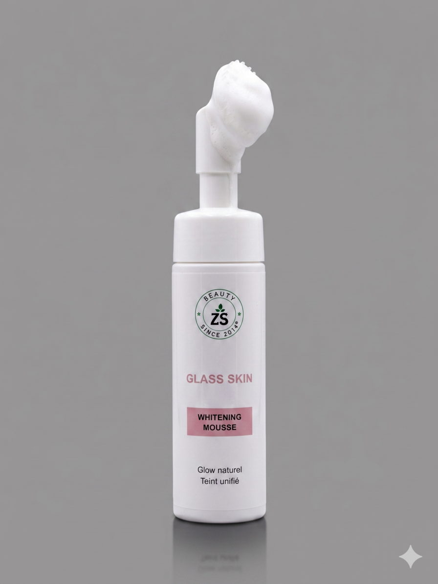 ZS Glass Skin Coréen – Gel Nettoyant Moussant Doux Brosse Intégrée Tous Types de Peaux
